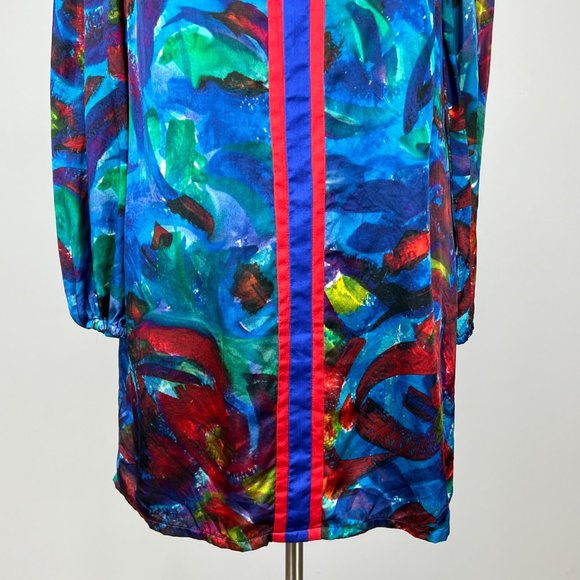 by Smith Womens Silk Watercolor Shift Dress Blue Red Artistic size Medium - Picture 3 of 12